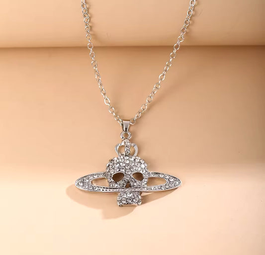 Rhinestone Skull Necklace